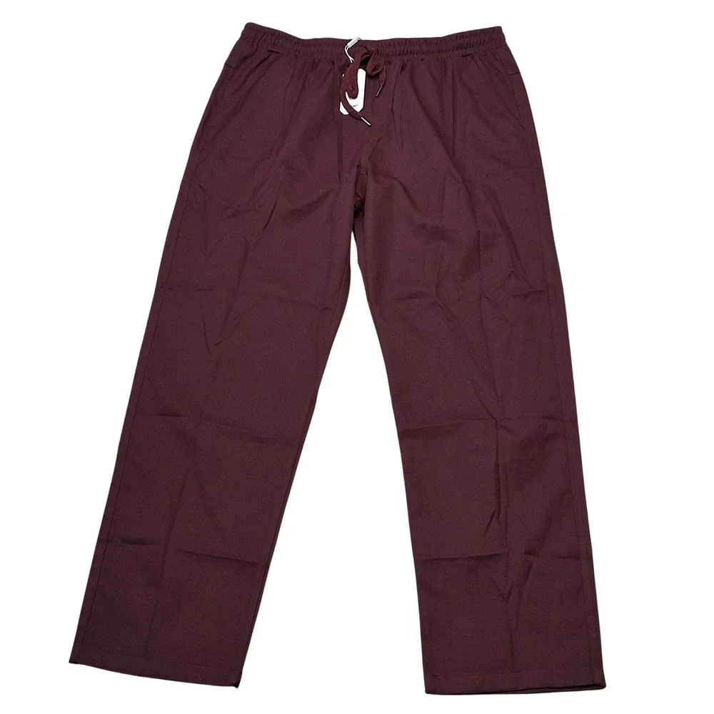 COOFANDY Mens Burgundy Elastic Waist Drawstring Lounge Pants XL New